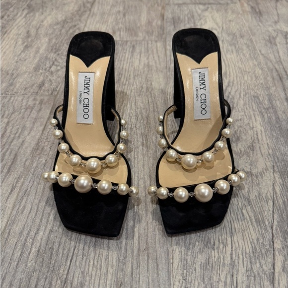 Jimmy Choo Amara black pearl slide sandals - Picture 2 of 8